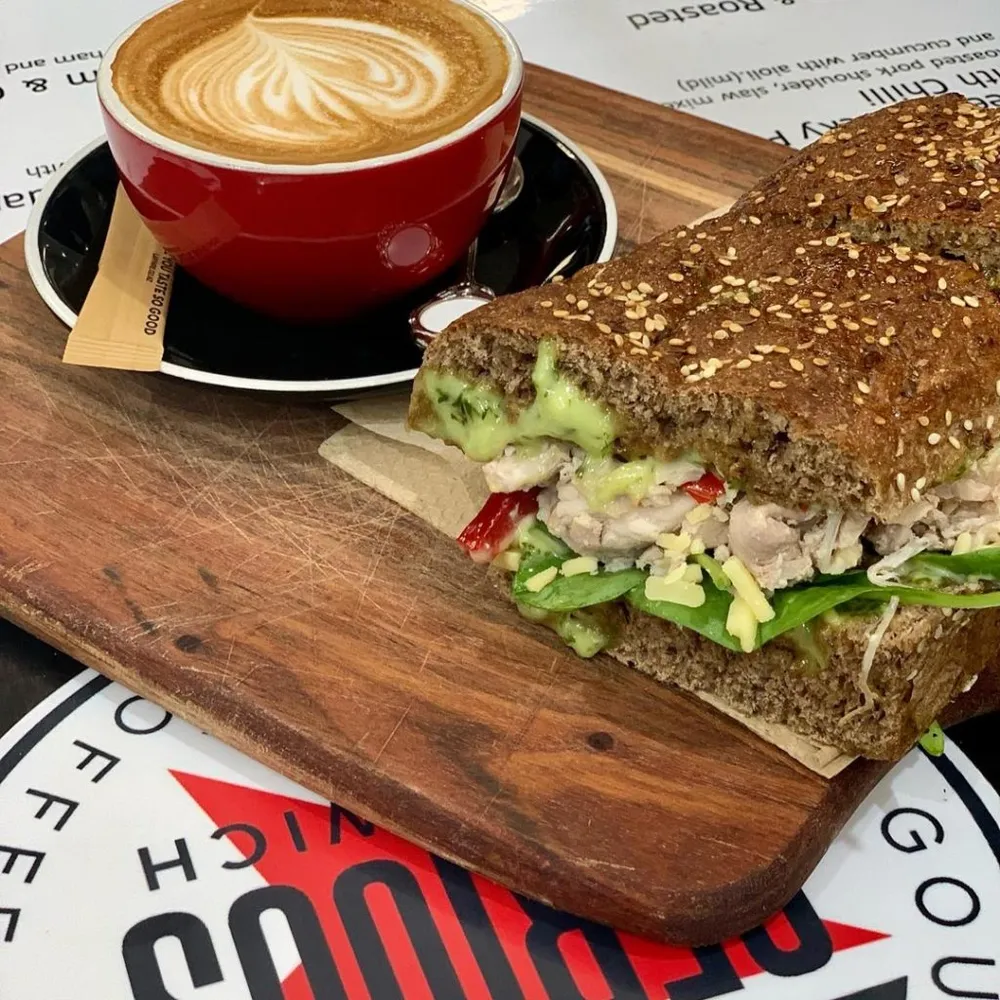 A freshly made sandwich from Serious Sandwich